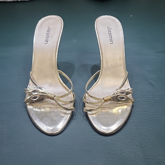 Jasmine Shoes - **Jasmine Metallic Gold Knot Slide Mules**